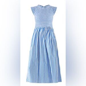 crown & ivy Blue and White Gingham Midi Dress
